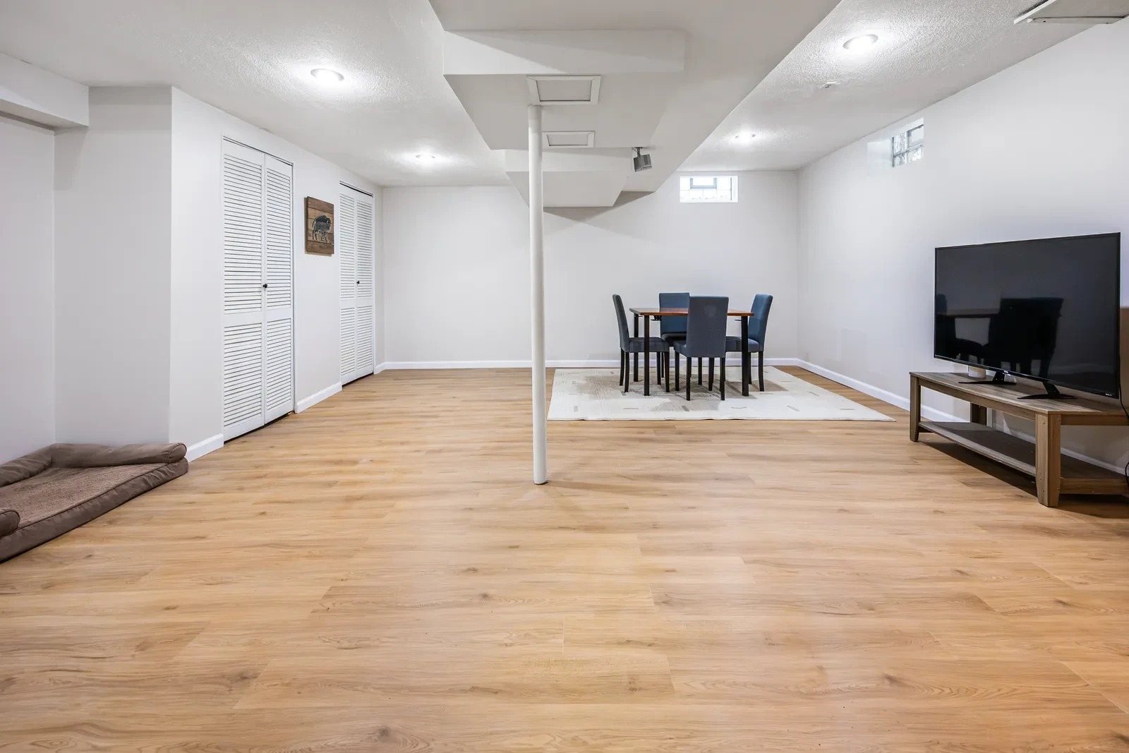 Basement finishing, before and after