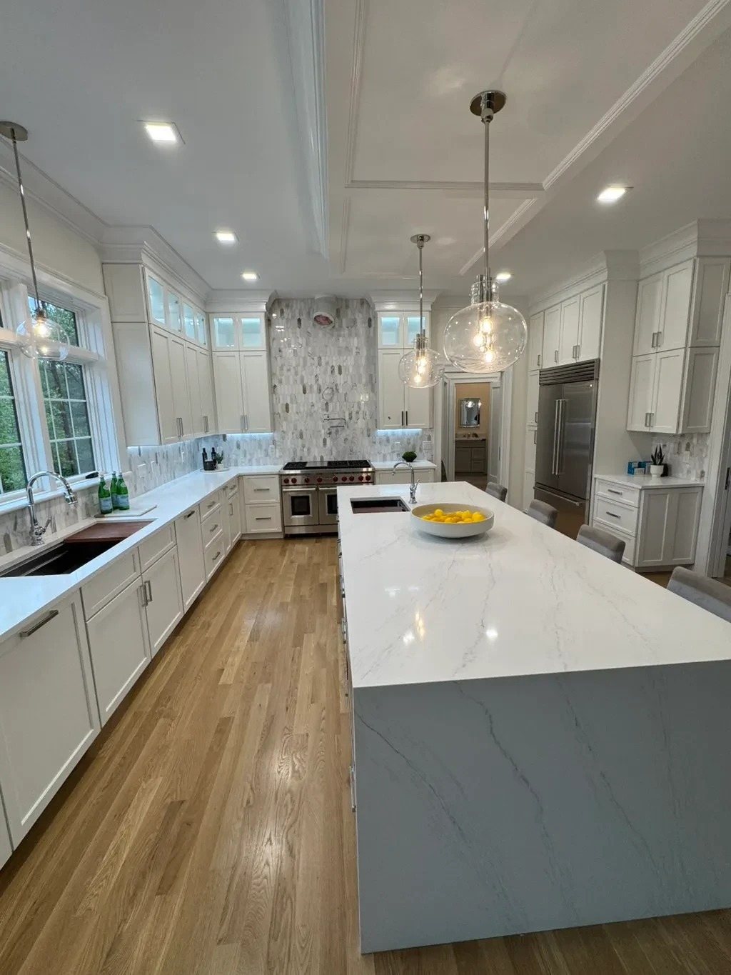 Kitchen with waterfall island