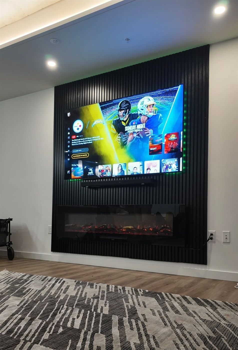 Black fluted slat wall